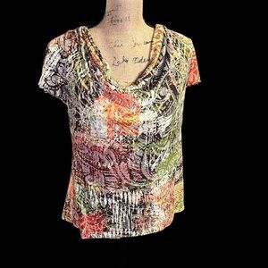 Multicolor Abstract Print Women's Burnout Tee